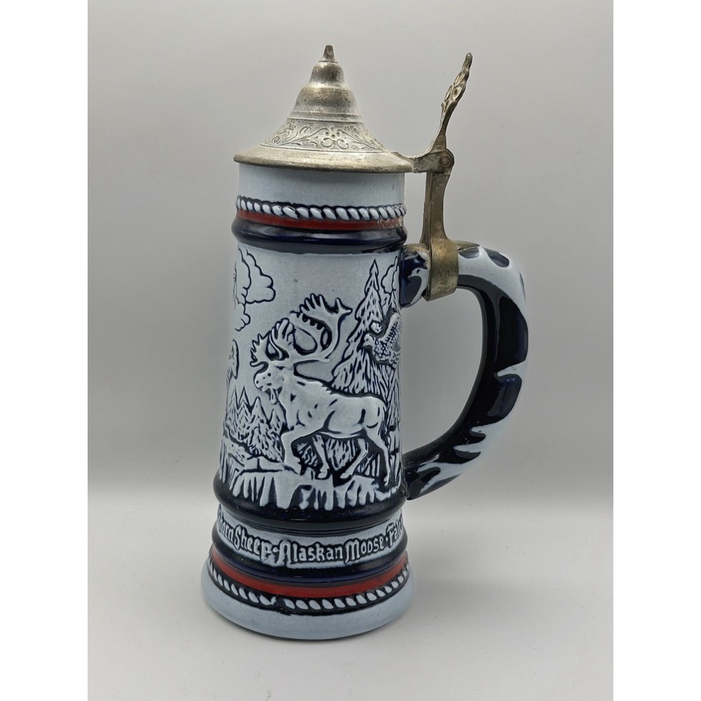 Vintage 1976 Avon Ceramarte Brazil Wildlife Beer Stein‎ Alaskan Moose 9"Numbered